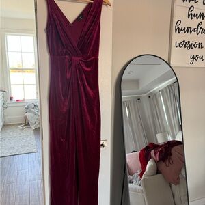 Lulu's Burgundy Velvet Prom Dress